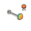 Acero Inoxidable Transfronterizo Recto Uña de Lengua Rosca Externa Multicolor Flash Aceite Goteando Anillo de Lengua 1.2m Perforación Diente Externo Uña de Lengua Aretes