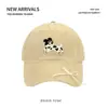 Gorra de Béisbol Bordada con Cachorro de Dibujos Animados, Versión Coreana para Mujer, Sombrilla de Primavera y Verano, Versátil, Adelgazante, Gorra Pequeña con Visera de Pato
