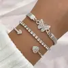 Novo conjunto de pulseiras com figura 8 infinito cravejado de diamantes, transfronteiriço europeu e americano, joias da moda em liga metálica simples retrô criativa, atacado