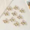 Colgante de Perla de Flor Doble Fresco y Delicado con Bordes Dorados y Plateados, Accesorio de Cuentas para Pulsera Hecha a Mano DIY de Estilo Suave