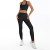 Conjunto de Roupa de Yoga Justa para Esportes ao Ar Livre Transfronteiriços Nude Roupa de Fitness à Prova de Choque Cintura Alta Roupa de Yoga 8004