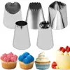 Conjunto de 5 Peças de Bicos de Confeitar Creme Extra-Grandes e Grandes, Bicos de Bolo Redondos e Quadrados de Aço Inoxidável Comumente Usados para Uso Transfronteiriço