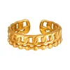 Estilo Ins Europeo y Americano Nueva Moda Anillo con Forma de Corazón de Acero Inoxidable Forma Especial Chapado en Oro Real Anillo Ajustable de Boca Viva Joyería