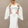 Estilo Nuevo Europeo y Americano Malla de Encaje Transparente Mangas de Campana Gótico Negro Vestido de Novia Largo Accesorios Par de Mangas