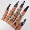 Conjunto de 7 Anillos Estilo Étnico Retro Transfronterizo Europeo y Americano Hongo Corazón Luna Hoja Plata Antigua