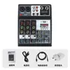Mezclador de 4 Canales Pequeño Bluetooth Reverberación Escenario Tarjeta de Sonido para Teléfono Móvil Transmisión en Vivo por Computadora Grabación USB Mezclador DJ