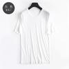 Camiseta Básica de Verano para Hombre Tangge de Seda de Morera Cuello Redondo Manga Corta Camiseta de Punto Doble Cara de Seda Camiseta