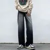 Pantalones vaqueros de barro amarillo para hombre, pantalones rectos de talla grande para primavera y otoño, pantalones de estilo americano de calle alta, moda