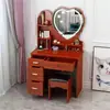 Tocador minimalista moderno para dormitorio, tocador pequeño con espejo para apartamentos de alquiler, escritorio de maquillaje de princesa