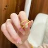 Celebridad de Internet Nuevo Anillo de Hielo Triturado de Tres Caras Versión Estrecha para Mujer de Gipsófila Anillo Dorado Joyería Regalo para Novia