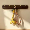 Colgante de cuerda tejida colorido retro para chica, decoración de bolsa de tela de dibujos animados, accesorio creativo para llavero de teléfono móvil y coche