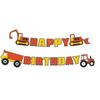 Banner de Excavadora Decoraciones de Fiesta Vehículo de Construcción Excavadora Astronauta Feliz Cumpleaños Banderines de Papel al por Mayor