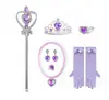 Collar Dorado de Campana Set Corona Joyería de Dibujos Animados de Princesa Niños Copo de Nieve con Corona de Diamantes Varita Mágica Trenza