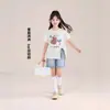 Tutu Elefantito Ropa Infantil Camiseta para Niños 2026 Verano Nuevo Diseño con Dobladillo Dividido Único Manga Corta Cuello Redondo Top