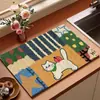 Jogo Americano Resistente ao Calor, à Sujeira e Antiderrapante, Tapete para Tábua de Facas de Cozinha, Tapete Drenante de Cozinha Gato da Sorte, Absorvente de Água e Óleo, Tapete Doméstico para Bancada