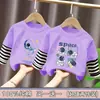 Camiseta de manga larga de algodón puro para niño, nuevo modelo primavera y otoño 2026, camiseta básica con estampado de dibujos animados para niño, top falso de dos piezas, moderno