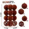 Decoraciones navideñas de productos nuevos transfronterizas 8 cm / Juego de 16 bolas de Navidad de cisne aterciopelado Adornos para árbol de Navidad