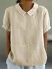 Em estoque AliExpress Estação Independente Wish Promoção Quente Nova Camisa Solta de Lapela Manga Curta de Algodão Feminina