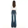 Jeans acampanados vintage de tiro alto en color azul, nuevos para otoño 2026, jeans acampanados versátiles de tiro alto ajustados para mujer