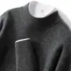 Suéter de cachemira 100% pura para hombre, cuello semi alto, suéter de punto de color liso, nueva camiseta básica de manga larga para otoño e invierno, casual y adecuada para ir al trabajo