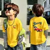 Camiseta de Manga Larga para Niños Primavera y Otoño 2026 Nueva 100% Algodón Infantil Cuello Redondo Elegante Falso Dos Piezas Casual para Niños Mayores