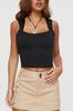 Moda Femenina Europea y Americana Transfronteriza Camisola Pequeña Estilo Nuevo 2026 Ajustada Sexy Espalda Descubierta Atada Top Corto Chica Atrevida Camiseta sin Mangas