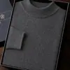 Capa base de cachemira para hombre, suéter de punto grueso de doble capa para otoño e invierno, cuello redondo, suéter de lana para hombre, color liso