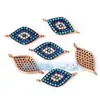 Acessórios para Joias DIY Cristal Azul Turquesa Microfixado Olhos de Diabo Pulseira de Corda Trançada