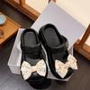 Lindas Pantuflas con Lazo para Mujer, Uso Exterior de Verano, Nuevos Zapatos de Playa de Suela Gruesa de Doble Uso 2025, Zuecos, Sandalias