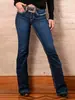 Jeans de Campana Retro Americanos para Mujer, de Tiro Alto, Control de Abdomen, Levanta Glúteos, Talla Petite, Alargan la Figura, Versátiles para Todas las Estaciones, Pantalones de Campana Bordados