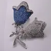 Moda Europeia e Americana Boutique Liga de Zinco Diamante Flor de Duas Cores Broche Feminino de Alta Qualidade Versátil Lapela de Terno Ponto Atacado