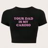 Estilo Europeu e Americano Feminino 2024 Novo INS Distinto Rua Estampado com Letras Curto Ombro a Ombro Manga Curta Camiseta Top