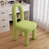 Taburete de Lana de Cordero Color Crema Estilo Sencillo Personalizado por el Fabricante para Dormitorio del Hogar Silla de Maquillaje con Respaldo Estilo de Silla Moderna Silla de Comedor