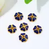 Flor de ouro 18K que preserva a cor com gotejamento de óleo, montagem de flor em esmalte cloisonné, cena de flor, porta-contas, pulseira DIY, colar, miçangas, tampa de flor C23
