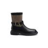 Versión de Piel de Vaca~2026 Hebilla de Cinturón Retro con Bloques de Color Punta Redonda Tacón Grueso Piel Genuina Bota de Montar de Longitud Media Ajustada para Mujer Otoño/Invierno