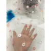 Novo tecido de malha bordada Roupa infantil tecido com acabamento de renda para fotografia Bordado de flor de ameixa em duas cores outras plantas aquáticas
