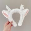 Linda Diadema de Cuernos de Dragón de Peluche con Corazón para Niña, Cuernos de Dibujos Animados, Banda para el Cabello para Lavar la Cara, Tocado de Dragón Blanco, Diadema Divertida para Actuaciones
