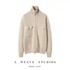 Nuevo cárdigan de punto de lana y cachemira de estilo minimalista con cuello alto y doble cremallera para mujer, chaqueta suéter versátil y favorecedora, moderno