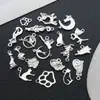 20 Pingentes de Liga Prata Brilhante com Corte de Gato, Patas de Gato, Pingente de Chave para Pulseira, Colar, Acessórios de Joias
