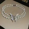 Colar Acrílico de Pérolas Vintage para Mulheres, Corrente de Clavícula de Alto Nível de Luxo Leve, Acessório Versátil e Elegante