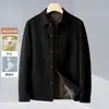 Jaqueta Masculina de Algodão 2026 Outono/Inverno Camisa de Seda Leite Estilo Roupa de Trabalho Meia-Idade Negócios Forro de Mistura de Lã Roupa Externa Quente