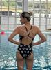 [4 Colores] Nuevo Traje de Baño Coreano de Encaje Floral Racing Una Pieza Triángulo Efecto Adelgazante Piscina Chica Traje de Baño para Aguas Termales