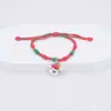 Pulsera trenzada de siete nudos roja y verde más vendida transfronteriza con cuentas luminosas, colgante de Papá Noel y reno, regalo de Navidad