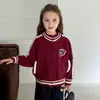 Chaqueta para Niñas Tutu Elefantito 2026 Otoño Nuevo Suéter Bloque de Color Infantil Estilo Padre-Hijo Chaqueta de Béisbol Cárdigan de Punto