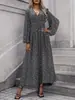 Nuevo Vestido de Otoño e Invierno para Mujer con Manga de Farol y Abertura Alta