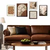 Decoración de fondo de sofá de sala de estar estilo vintage, arte para cabecero de comedor y dormitorio, arte de pared creativo, mural retro