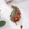 Broche de Folhas de Diamante Exagerado da Indústria Pesada Feminino de Ponta Europeu e Americano Transfronteiriço Retrô Luxo Acessórios de Broche Versátil