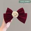 Pasador de Pelo Camelia de Terciopelo Vintage Negro Rojo de Alta Gama Clip Superior Lazo Fragancia Barroco Tocado para Mujer