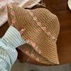 Chegada Nova 2024 Estilo Pastoral Chapéu de Palha Trançado de Verão para Mulheres Chapéu de Palha com Flor para Sol de Férias na Praia Dobrável