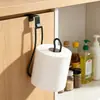 Portarrollos de papel de cocina para montaje en armario sin taladro, estante colgante para rollo de papel en puerta de armario, estante de almacenamiento de papel de cocina de hierro para uso doméstico